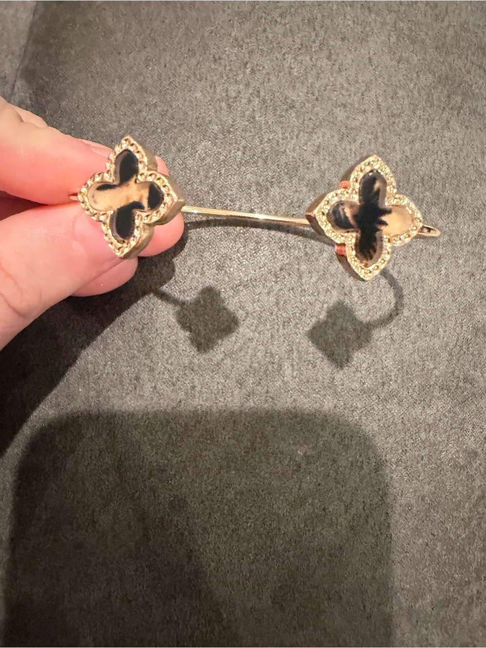 Gold-Tone Cheetah Clover Cuff Bracelet